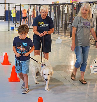 Team leaders, 4-H'er, white dog